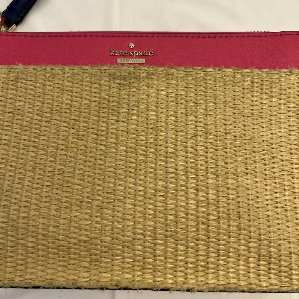 Kate Spade Cameron St Straw Pink Orange Blue Clarise Crossbody Fair 9.5